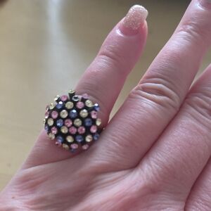 Multicolor Crystal Cluster Ring